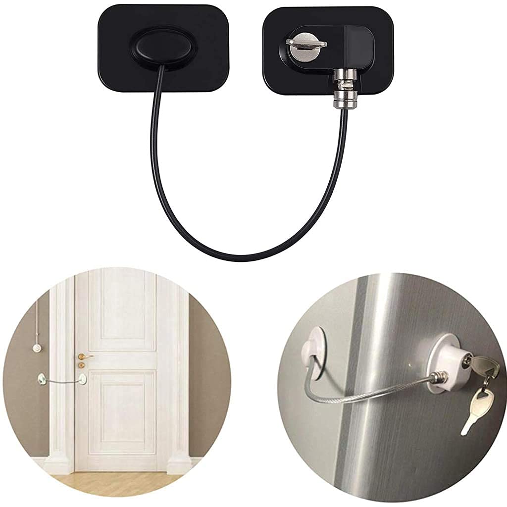 SNOWIE SOFT 1Pcs Refrigerator Lock Freezer Door Lock Cabinet Lock Strong Adhesive Lock Window Door Restrictor Cable for Baby Toddler Child Safety Device (White) (Multi-Colour-Black) SNOWIE SOFT 1Pcs Refrigerator Lock Freezer Door Lock Cabinet Lock Strong Adhesive Lock Window Door Restrictor Cable for Baby Toddler Child Safety Device (White) (Multi-Colour-Black)
